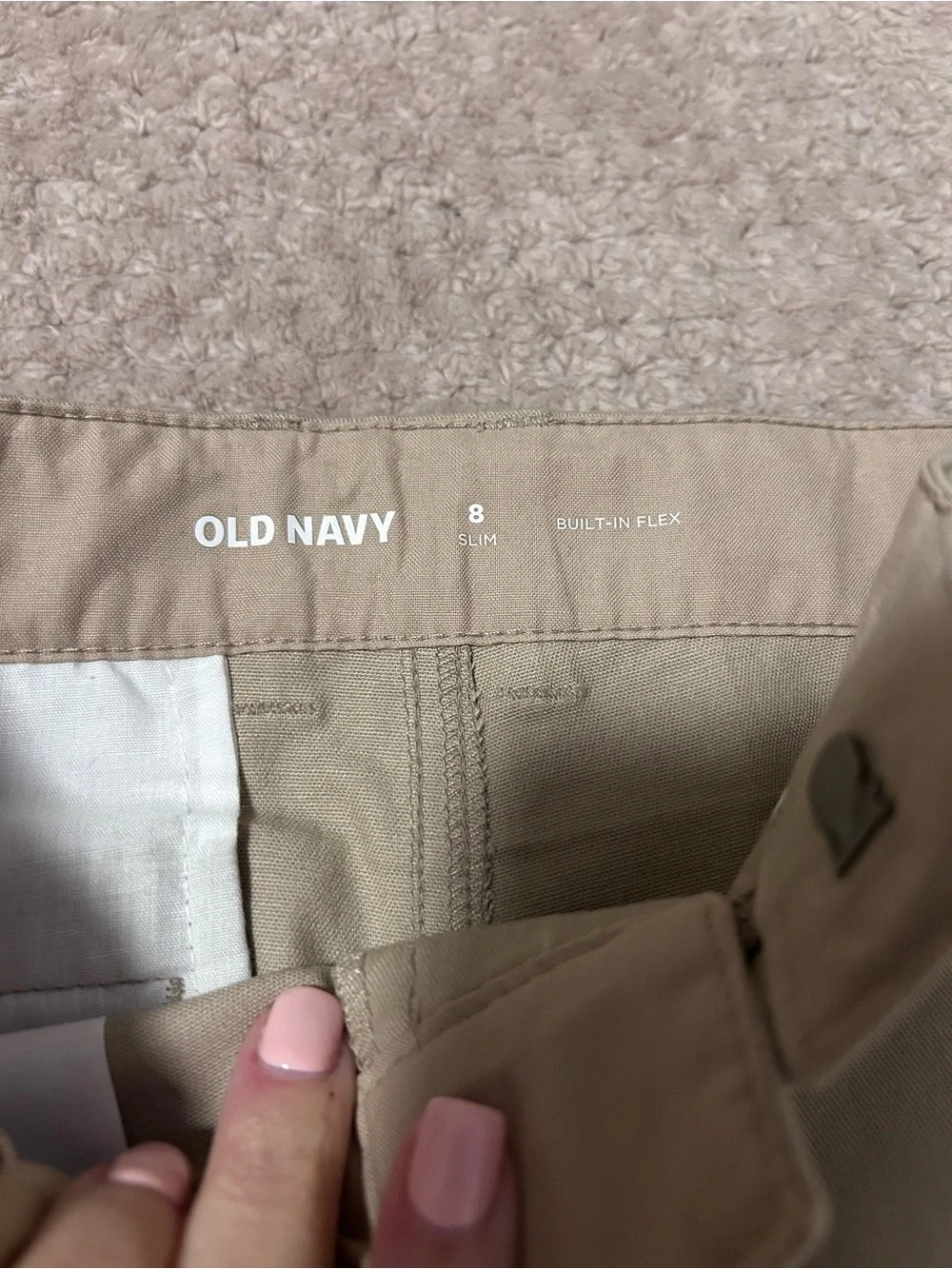Old Navy Boys Khaki and Navy Stretch Pull-On Shorts